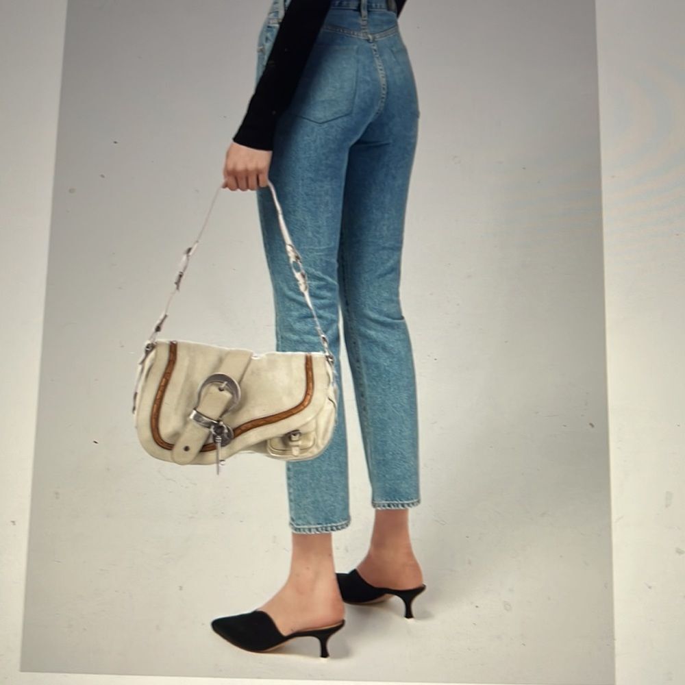 Christian Dior Cream gaucho double saddle bag
